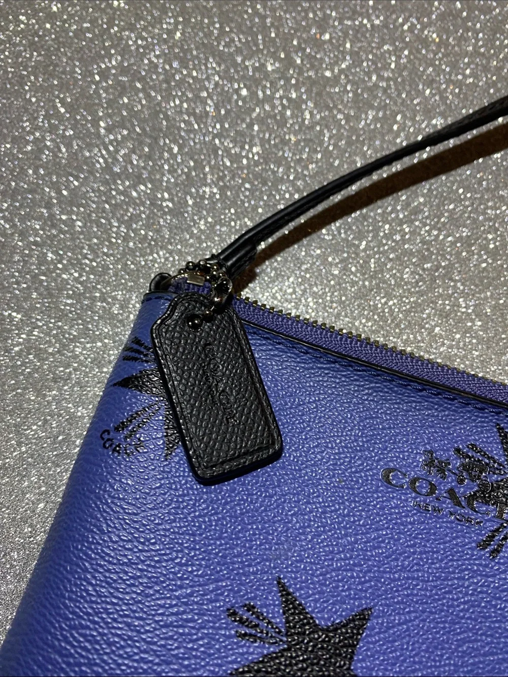 Coach Blue and Black Star Wristlet